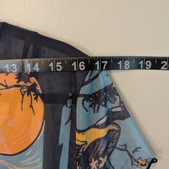 Dressed In Lala Believe In Magic Mesh Mini Dress Size XL Lettuce Edge Hem Sleeve - Picture 8 of 11